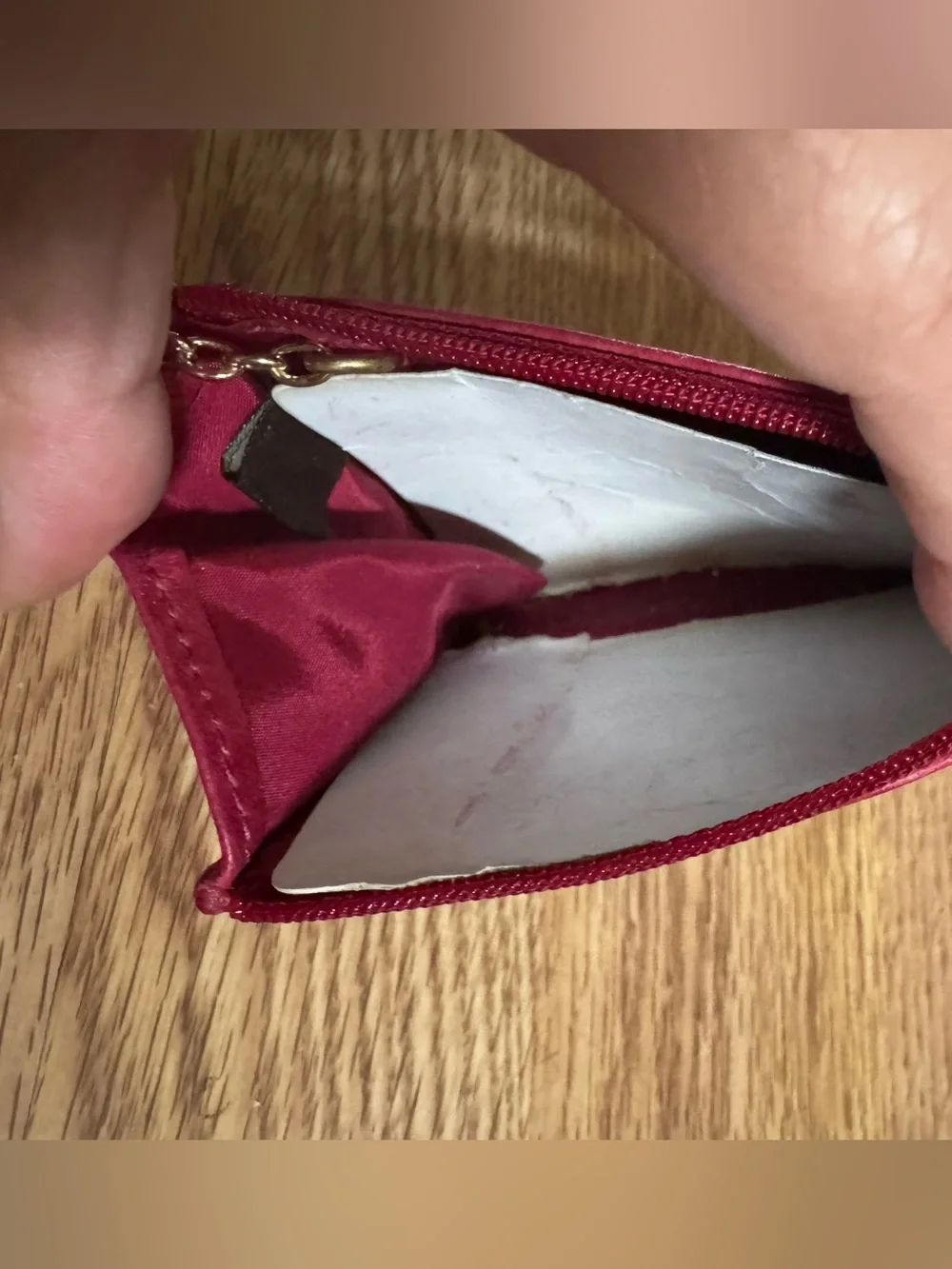 Coach Magenta Leather Zip Card Case Key Ring